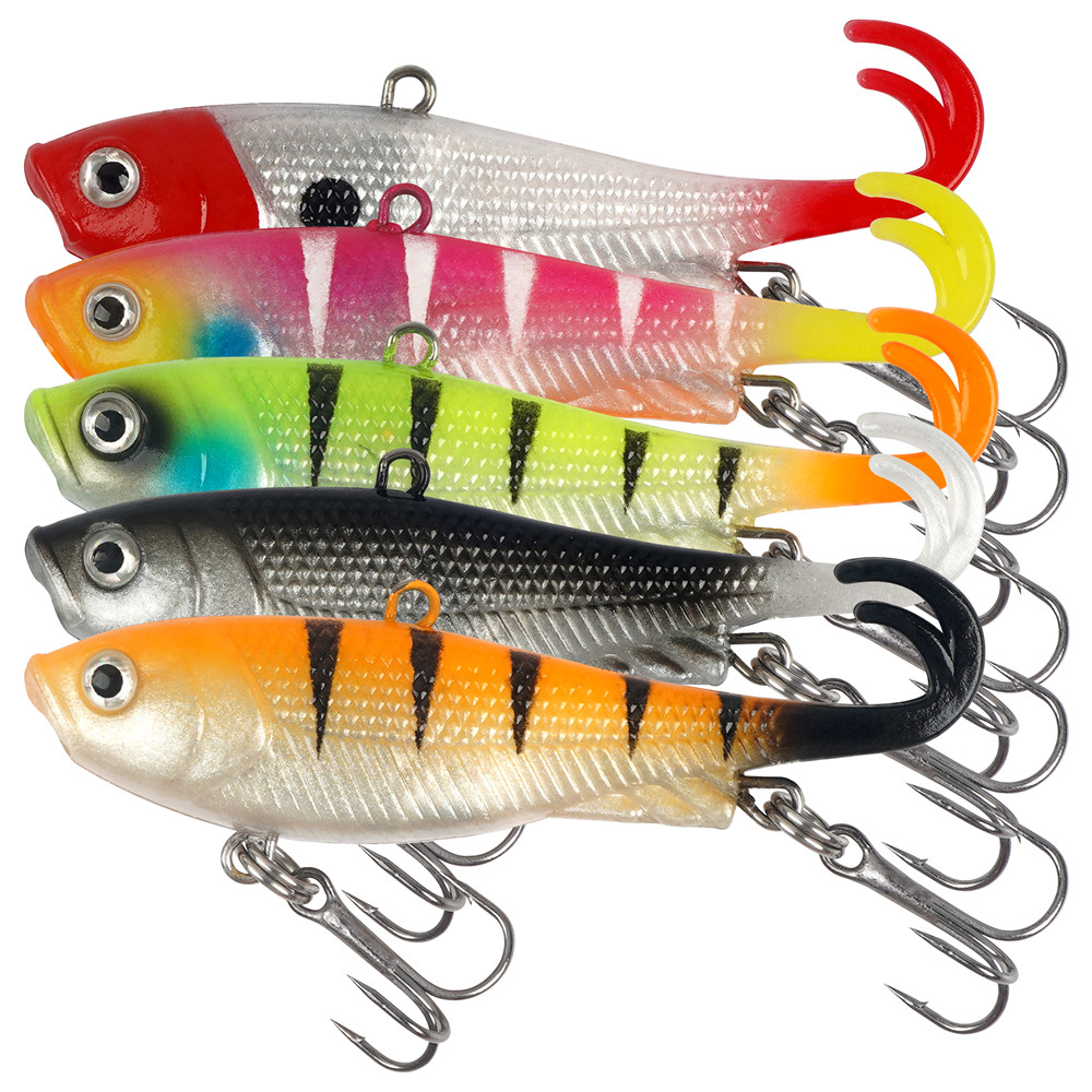 Fishing Lure Swimbait - 5Pcs Pre-Rigged Jig Head Wobbler Soft
