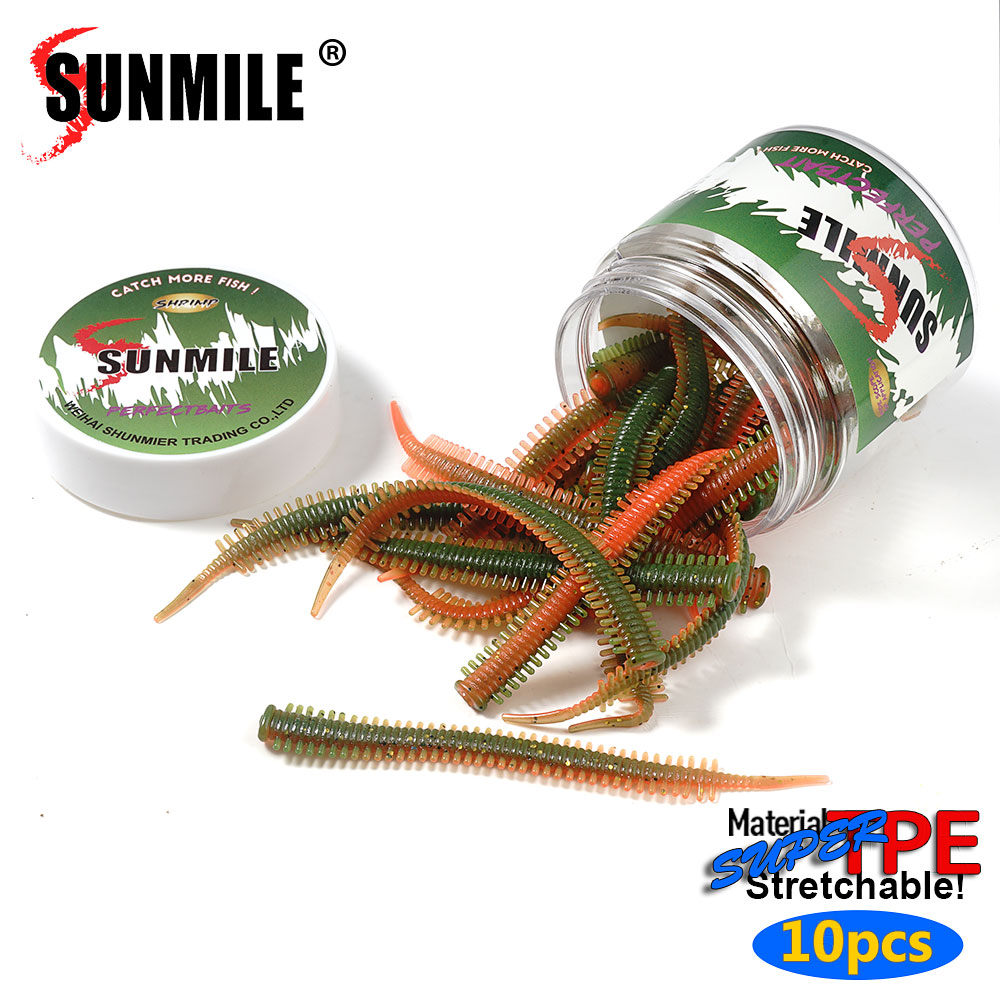 SUNMILE 10pcs Sand Worm Lures  - Fishing Lure Soft Plastic review and price